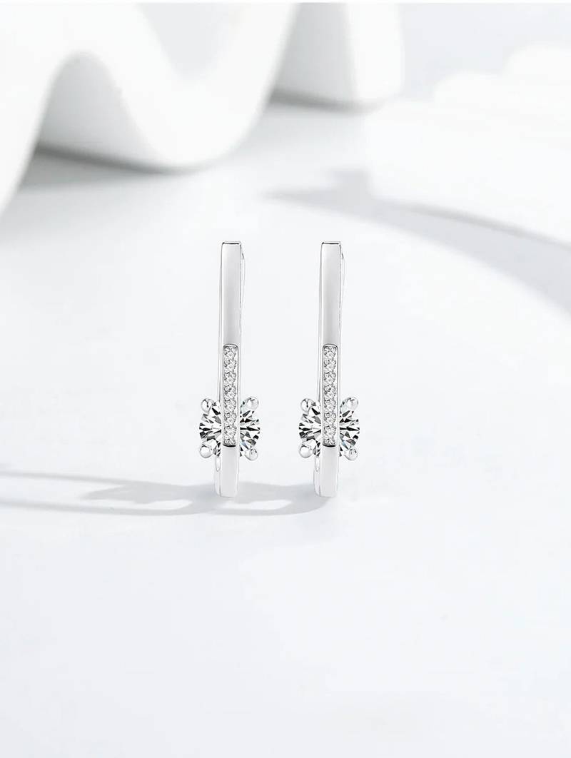 Pure 925 silver nova solitaire hoop earrings for women