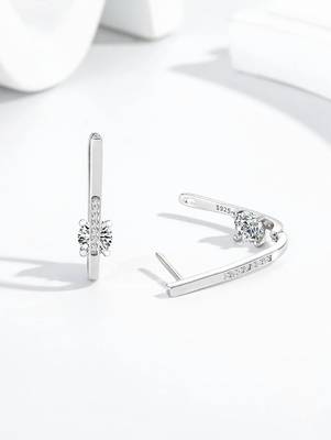 Pure 925 silver nova solitaire hoop earrings for women 2