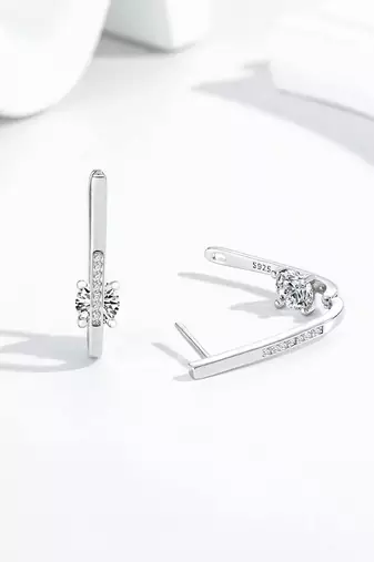 Pure 925 silver nova solitaire hoop earrings for women