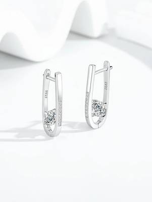 Pure 925 silver nova solitaire hoop earrings for women 3