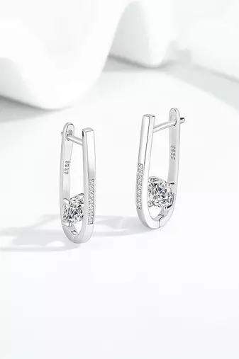 Pure 925 silver nova solitaire hoop earrings for women