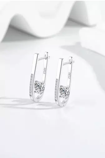 Pure 925 silver nova solitaire hoop earrings for women