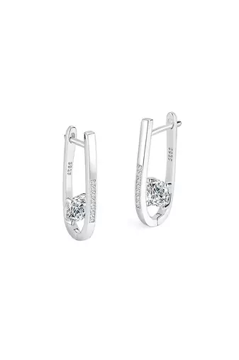 Pure 925 silver nova solitaire hoop earrings for women