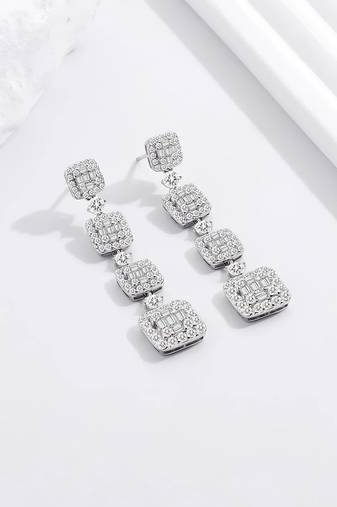 Pure 925 silver hanging box earrings for women