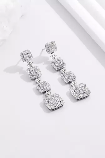 Pure 925 silver hanging box earrings for women