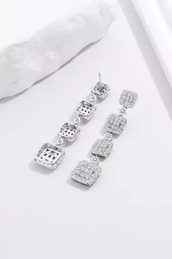 Pure 925 silver hanging box earrings for women