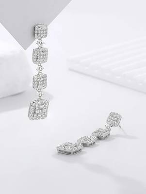 Pure 925 silver hanging box earrings for women 3