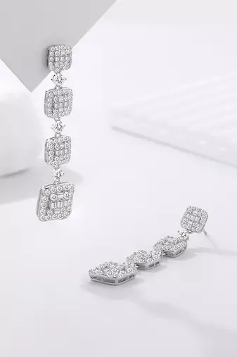 Pure 925 silver hanging box earrings for women