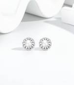 Pure 925 silver classic pearl bloom stud earrings for women