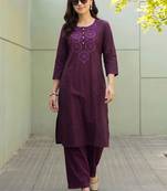 women ethnic motifs regular thread work kurta with palazzos