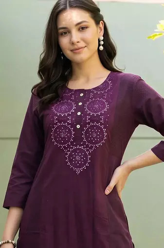 women ethnic motifs regular thread work kurta with palazzos