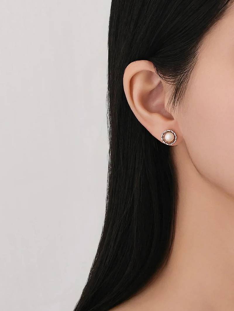Pure 925 silver classic pearl bloom stud earrings for women