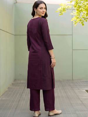 women ethnic motifs regular thread work kurta with palazzos 4