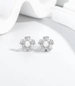 Pure 925 silver flora pearl bloom earrings for women