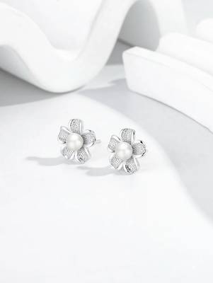 Pure 925 silver flora pearl bloom earrings for women 4