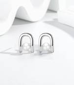 Pure 925 silver luna loop pearl earrings for women