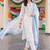 women floral embroidered regular thread work cotton kurta with trousers & with dupatta