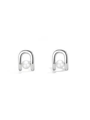 Pure 925 silver luna loop pearl earrings for women 5