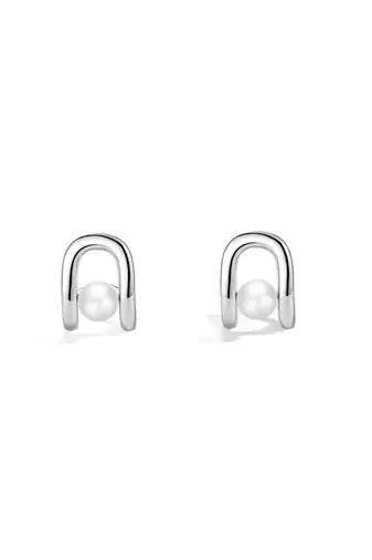 Pure 925 silver luna loop pearl earrings for women