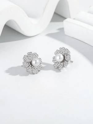 Pure 925 silver pearl bloom radiance earrings for women 2