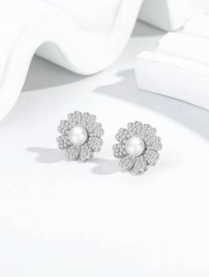 Pure 925 silver pearl bloom radiance earrings for women 3