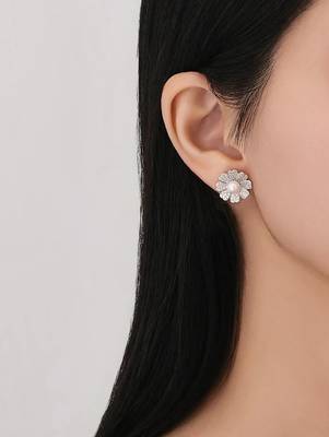 Pure 925 silver pearl bloom radiance earrings for women 5