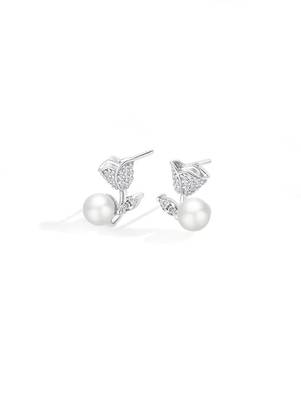 Pure 925 silver rose pearl earrings for women 5