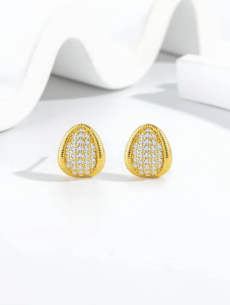 Pure 925 silver royal spark oval earrings for women