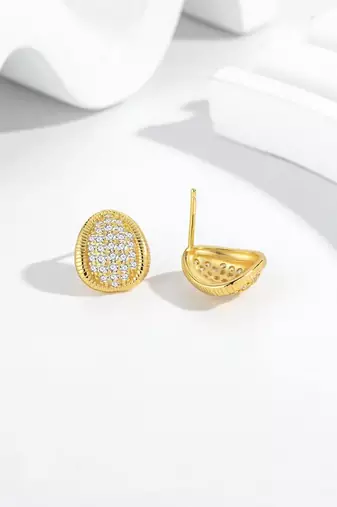 Pure 925 silver royal spark oval earrings for women