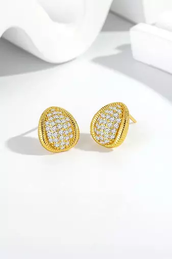 Pure 925 silver royal spark oval earrings for women