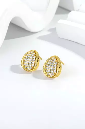 Pure 925 silver royal spark oval earrings for women