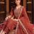 women ethnic motifs embroidered regular thread work liva kurta with trousers & with dupatta