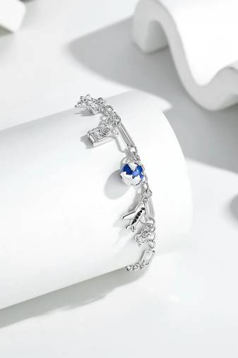 Pure 925 silver travel tales charm bracelet for women