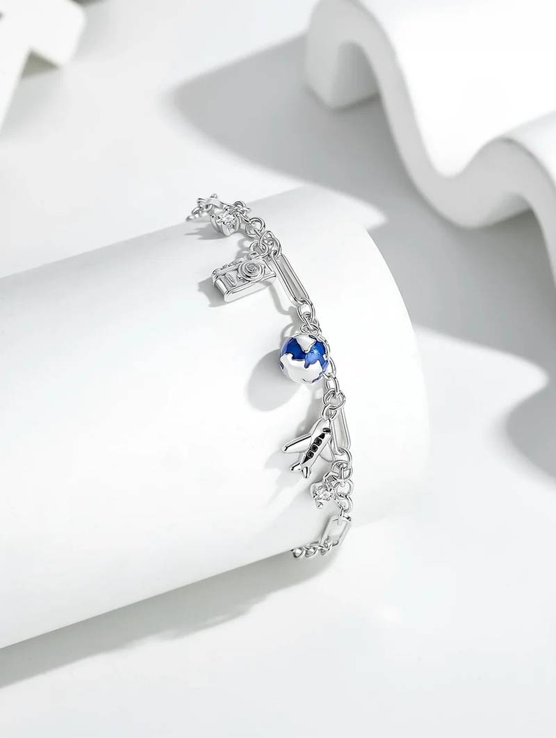 Pure 925 silver travel tales charm bracelet for women