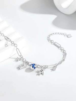 Pure 925 silver travel tales charm bracelet for women 2