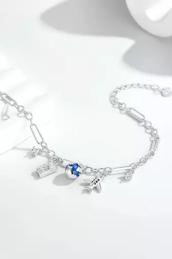 Pure 925 silver travel tales charm bracelet for women