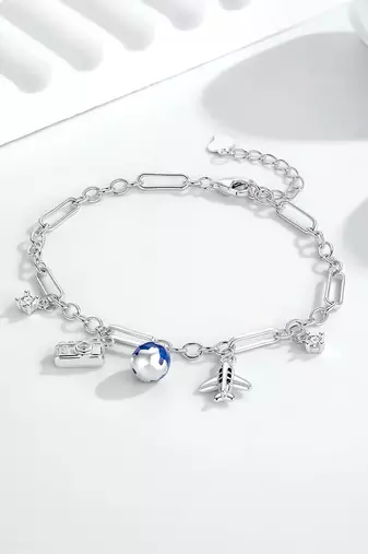 Pure 925 silver travel tales charm bracelet for women