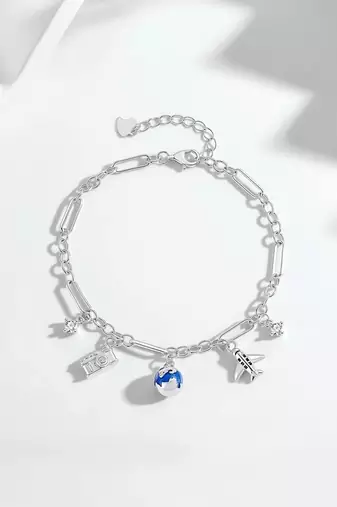Pure 925 silver travel tales charm bracelet for women