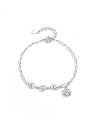 Pure 925 silver frosted snowflake charm bracelet for women 5