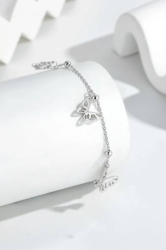 Pure 925 silver butterfly charm bracelet for women
