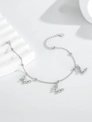 Pure 925 silver butterfly charm bracelet for women 2