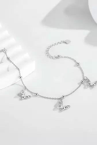 Pure 925 silver butterfly charm bracelet for women