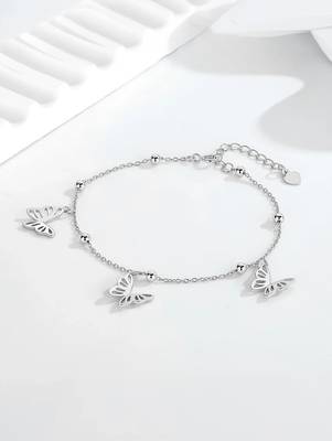 Pure 925 silver butterfly charm bracelet for women 3