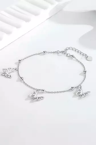 Pure 925 silver butterfly charm bracelet for women