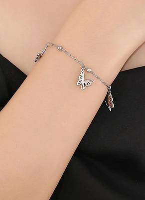 Pure 925 silver butterfly charm bracelet for women 4