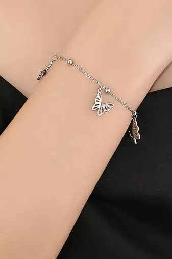 Pure 925 silver butterfly charm bracelet for women