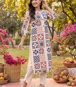 women ethnic motifs printed regular kurta with trousers