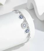 Pure 925 silver evil eye charm bracelet for women