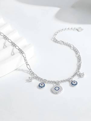 Pure 925 silver evil eye charm bracelet for women 2