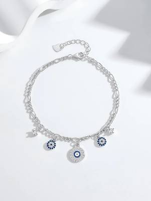 Pure 925 silver evil eye charm bracelet for women 4